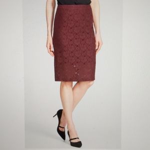 NWT Halogen Maroon Lace Pencil Skirt Size 4